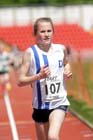 Stella Jones (Darlington) winning the under-13s 1500 metres at the North Eastern Champs, Gateshead.